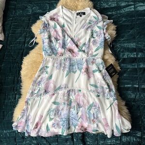 LULUS Art Of Love Floral Print Chiffon Minidress In White Multi Floral Print